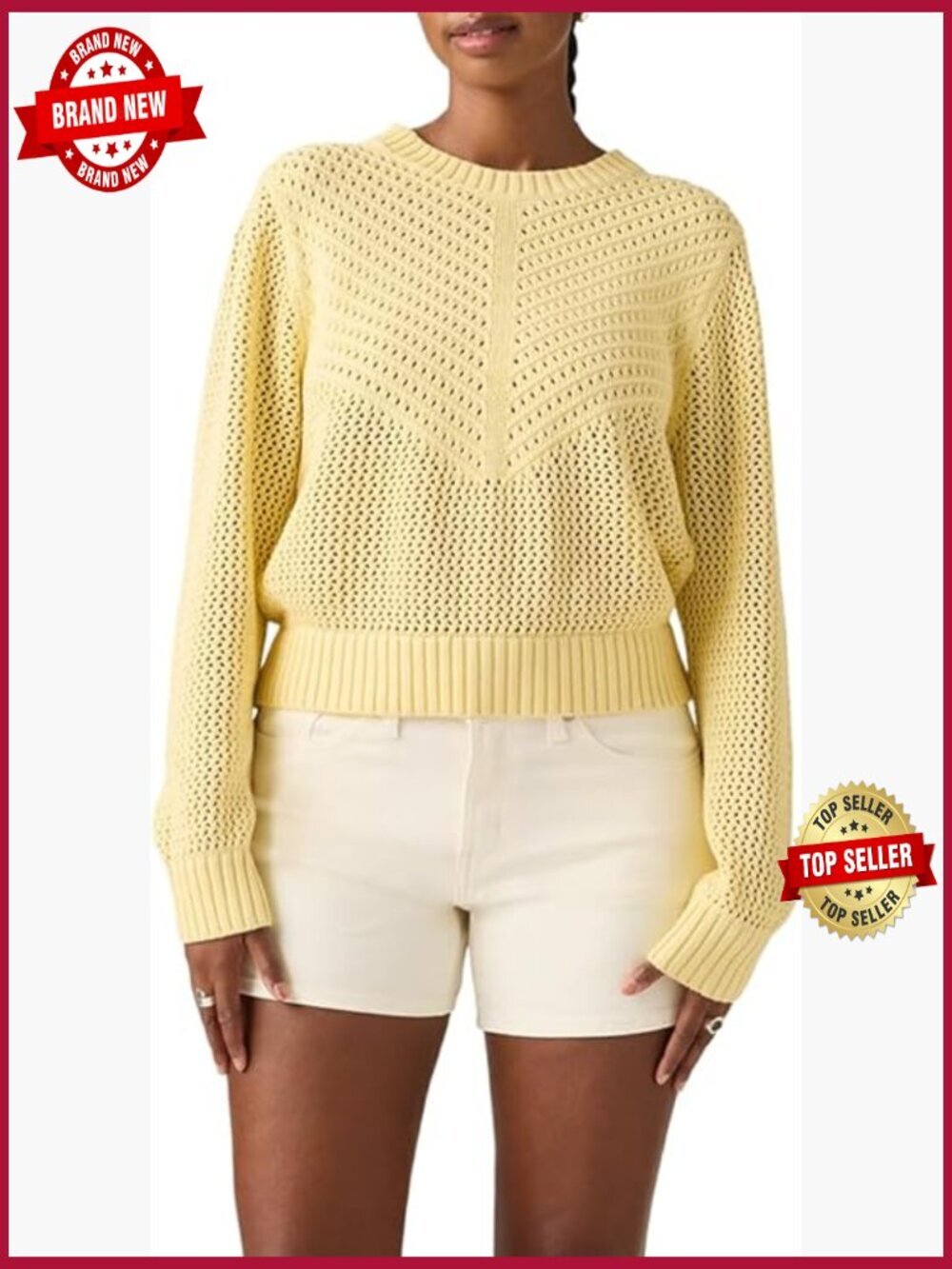 Long-Sleeve Crochet Pullover